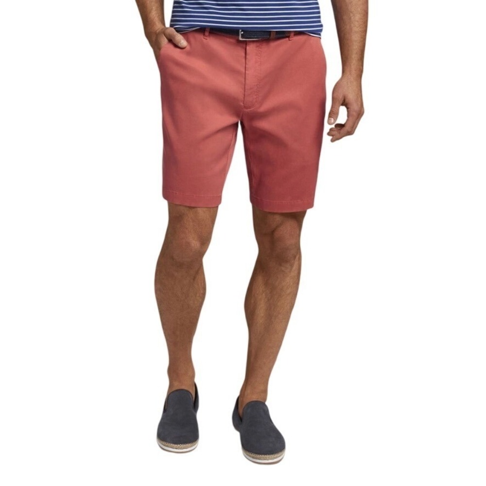 PETER MILLAR Crown Comfort Bedford Cotton Blend Golf Shorts, Cred Red, Size 40